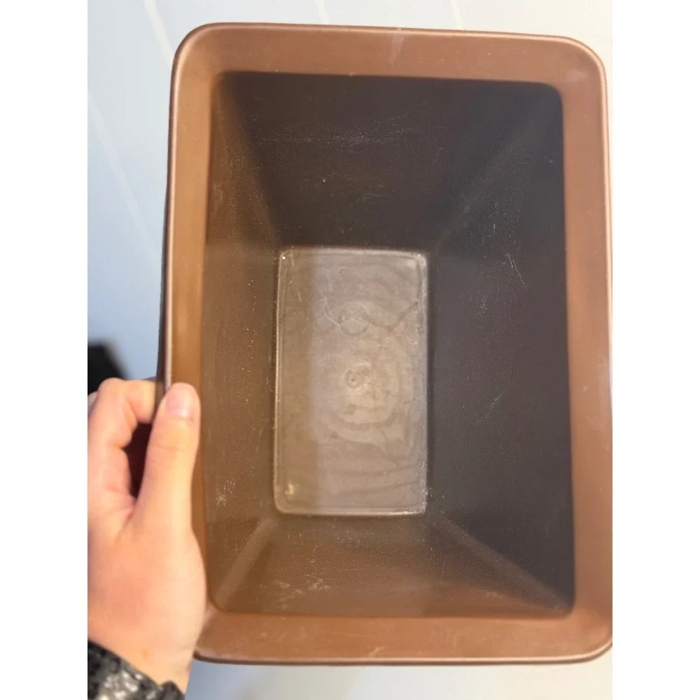 VTG Rubbermaid Wastebasket Brown Floral Trash Can Plastic Bin Small Retro Decor